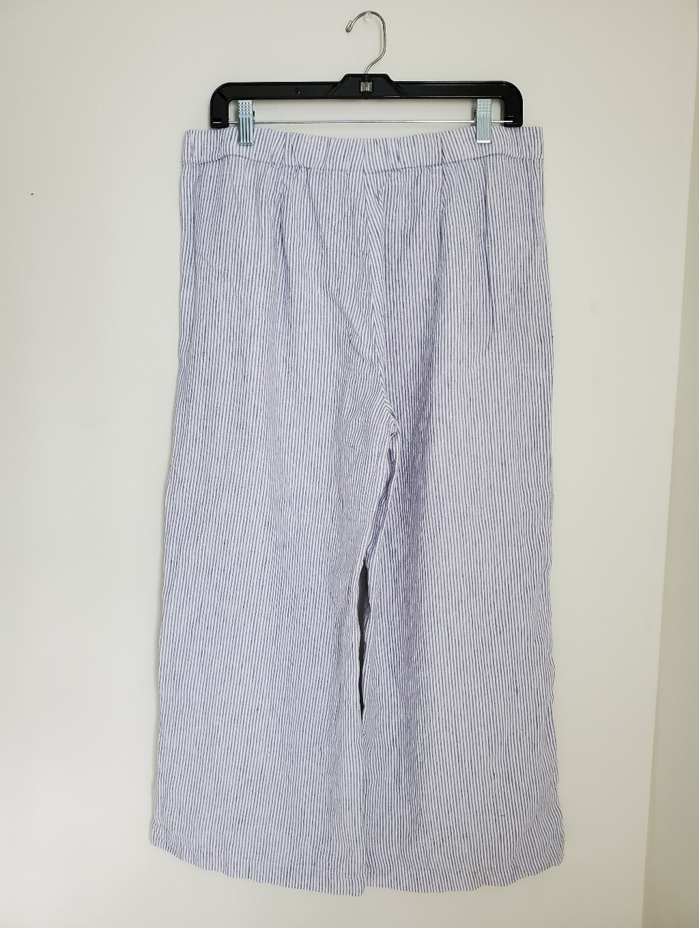 J. Jill Love Linen Light Blue & White Stripe Wide Leg Pants - Picture 4 of 5